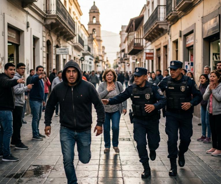 Se quiso hacer el «vivo» en plena Plaza 9 de Julio y la corrida terminó de la peor manera sobre la Caseros